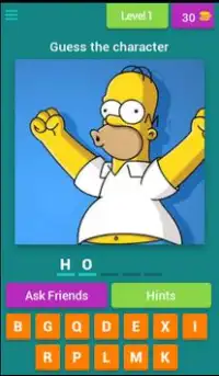 Simpsons characters quiz Screen Shot 0