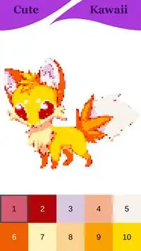 Kawaii Unicorn Pixel Art - Color by number Screen Shot 4