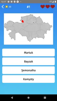 Ilçeleri bul: Kazakistan - Harita oyunu. Screen Shot 1