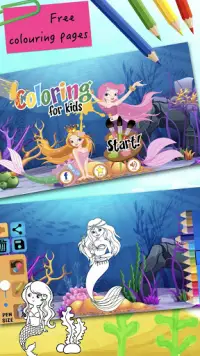 Mermaid coloring pages Screen Shot 0