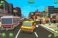 Blocky Taxi Car City Driving : Pixel Taxi Sim Game Screen Shot 8
