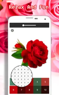 Flores de rosa para colorear por número: Pixel Art Screen Shot 3