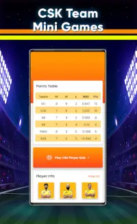 CSK 2021 Mini games - Quiz Game & Player Stats Screen Shot 3