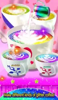 Glowing Glitter Coffee Shop: Trendy Kids Sparkle Screen Shot 8