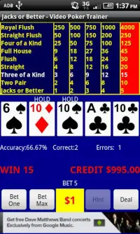 Video Poker - Jacks or Better Screen Shot 0