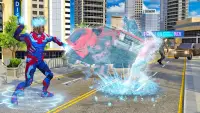 Superhero Robot man Flying SnowStorm Rescue Game Screen Shot 0