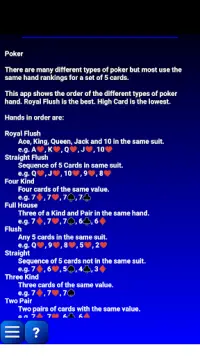Poker Hands Screen Shot 2