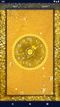Gold Glitter Clock Wallpaper Screen Shot 2
