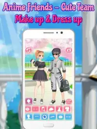 Аниме друзья - Cute Team Make Up & Dress Up Screen Shot 1