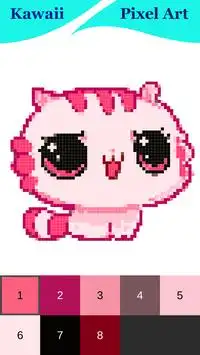 Kawaii Unicorn Pixel Art - Color by number Screen Shot 1