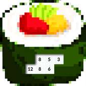 Sushi Pixel Art: Sushi Roll Color by Number