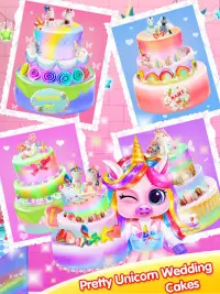 Unicorn Wedding Cake - Trendy Rainbow Party Screen Shot 1