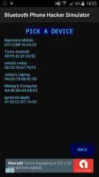 Bluetooth Phone Hacker Sim Screen Shot 1
