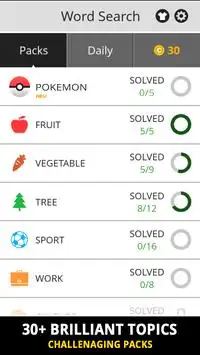 Word Search Topic For Pokemon Screen Shot 3