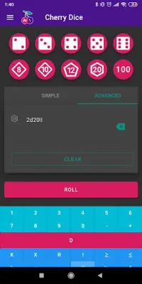Cherry Dice - Dice Roller Screen Shot 1