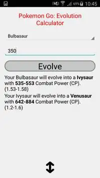 CP evolution calculator Pokemo Screen Shot 1