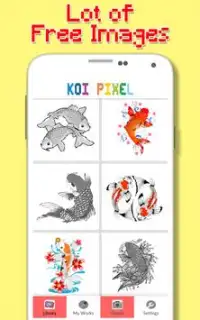 Cor dos peixes de Koi pelo número - arte do Pixel Screen Shot 1