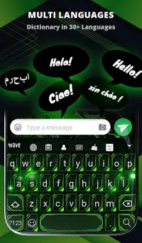 Green Light Cyber Circuit Wallpaper and Keyboard Screen Shot 3