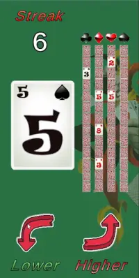 Higher or Lower Solitaire Screen Shot 1