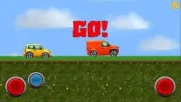 Racing on cartoon cars on the hills and mountains Screen Shot 8