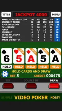 VIDEO POKER - MILLIONAIRE Screen Shot 1