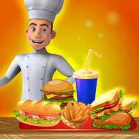 perniagaan pembuat makanan segera: burger memasak