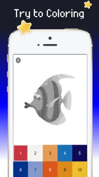 Fish color by number : Pixel art blue ocean Screen Shot 2