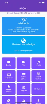 AI Quiz - News,Trends,Wikipedia,IQ. Play & Learn Screen Shot 0