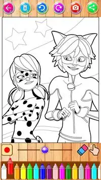 Coloring miraculous ladybug and cat noir hero Screen Shot 2