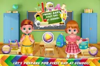 Twins Baby First Day a scuola Screen Shot 2