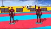 Superheroes Hoverboard Fast Highway Racing Screen Shot 3