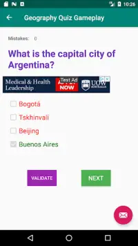 Random Country Capitals Quiz Screen Shot 2