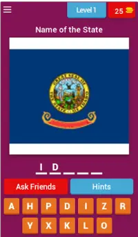 USA States and Flags Quiz Screen Shot 0