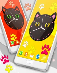 Kitty Clock Wallpaper 😻 Cute Cat Live Wallpapers Screen Shot 1