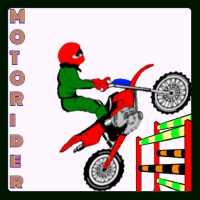 Moto Rider Running and Jumping