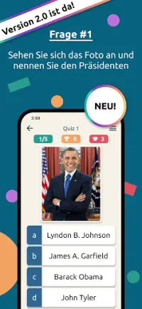 US-Bundesstaaten & Präsidenten Quiz - Ausgabe 2021 Screen Shot 0