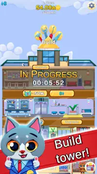 Cat Tower: Idle clicker - builder game! Screen Shot 0