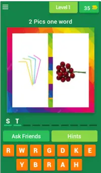 2 Pic One Word Guess - Fun Words Quiz Game Screen Shot 0
