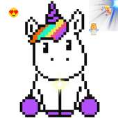Unicornio color por número - sandbox pixel art