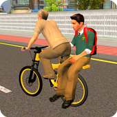 papy virtuel: enfants l'école transport bicyclette
