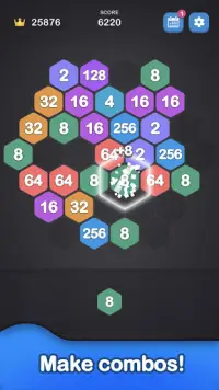 2048 Hexagon-Number Merge Game Screen Shot 1