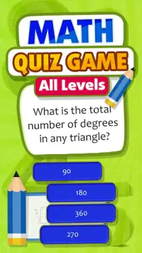गणित सभी स्तर प्रश्नोत्तरी खेल Screen Shot 0