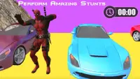 Super-heróis Tricky Stunt Car Racing Game Screen Shot 1