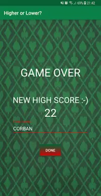 Higher or Lower? - Card Game! Screen Shot 2