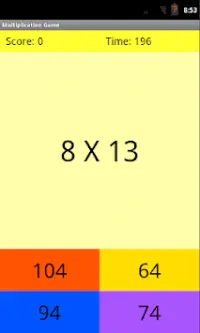 Multiplication Training Game Screen Shot 0