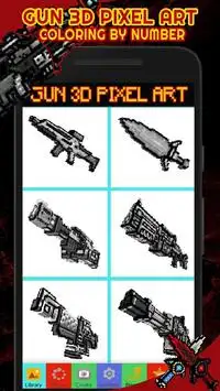 Gun 3D Pixel Art - Color By Number Screen Shot 1