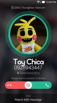 Toy Chica Call Simulator :Freddy the fazbear pizza Screen Shot 0