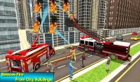 Heavy Ladder Fire Truck City Rescue 2019 Screen Shot 8