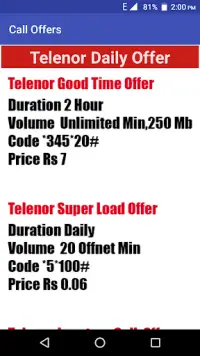 Telenor Internet Call Sms All Packages 2021 Screen Shot 2