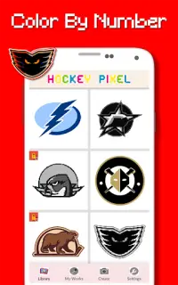 Hockey Logo Color By Number - Pixel Art Screen Shot 3